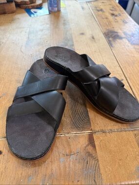 Chaco Wayfarer Leather Slide Sandals Black Women's 9 EU 40 Like New